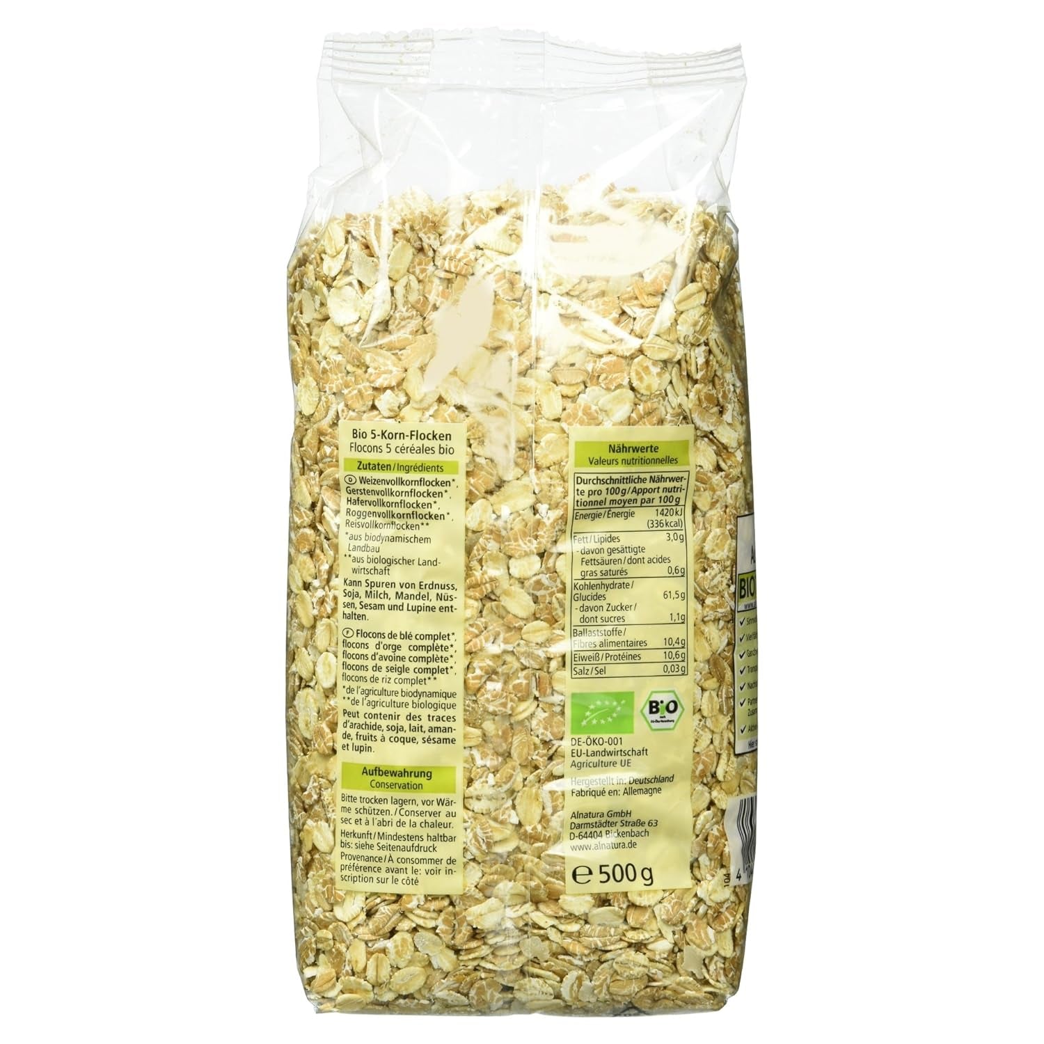 Fiocchi biologici da 5 cereali, 500 g