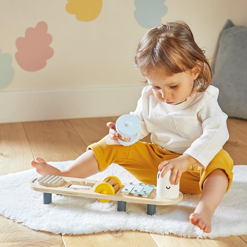 Janod - Tracce musicali Sweet Cocoon - 5 attività musicali per bambini - Educazione musicale precoce - Giocattolo in legno FSC - A partire da 12 mesi, J04058 Baby Toys Naty Shop