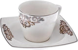 KARACA Set di tazze da caffè in porcellana Nazende - Tazze da caffè turche con piattini da 80 ml, Servizio da caffè moderno da 12 pezzi con 6 tazze da caffè e 6 piattini, Tazze da moka - Bianco
