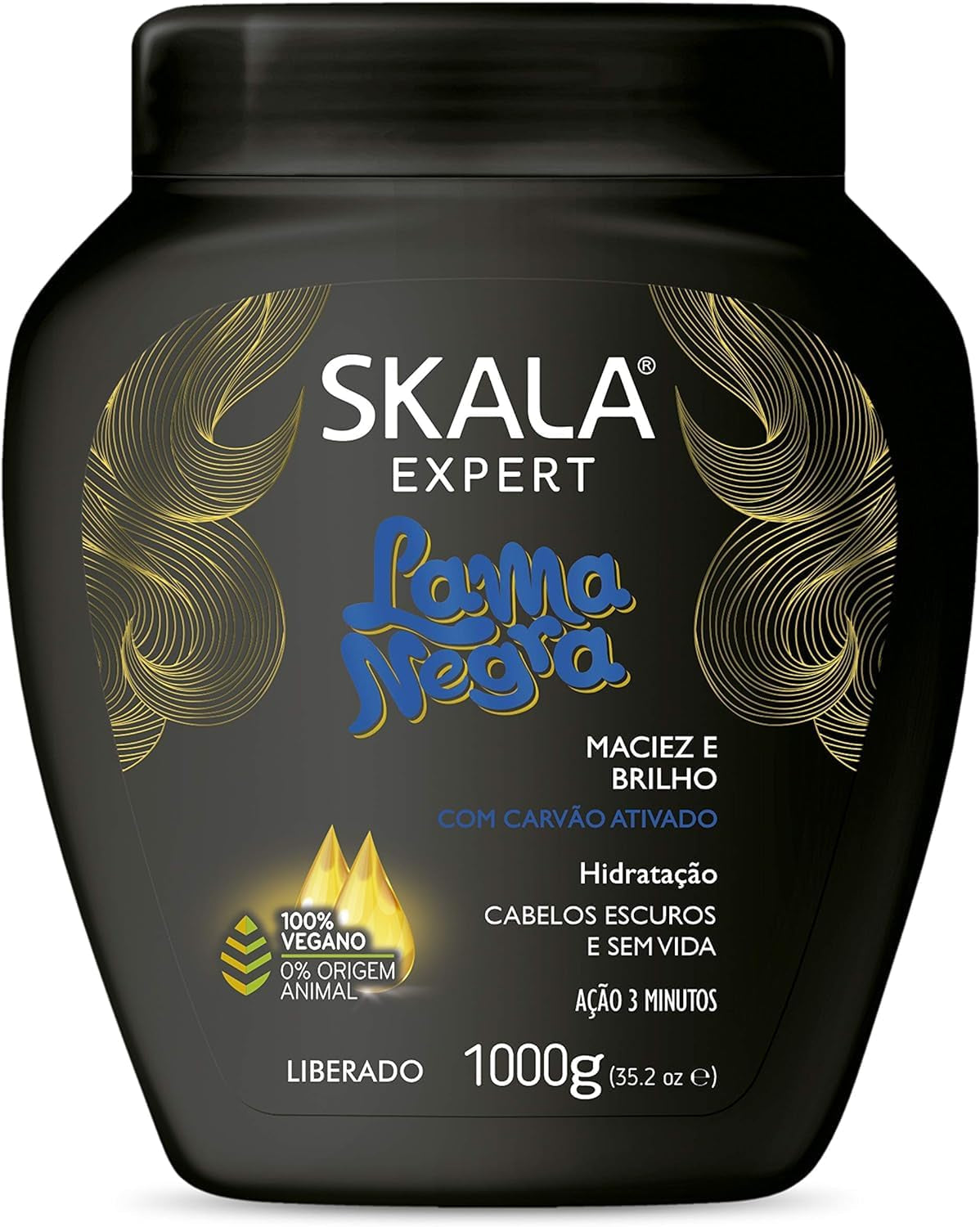 Creme de Tratamento Lama Negra 1 kg | Terapia intensiva per tutti i tipi di capelli | Crema idratante, multicolore, confezione da 1 kg Naty Shop Maschera per capelli Titolo predefinito