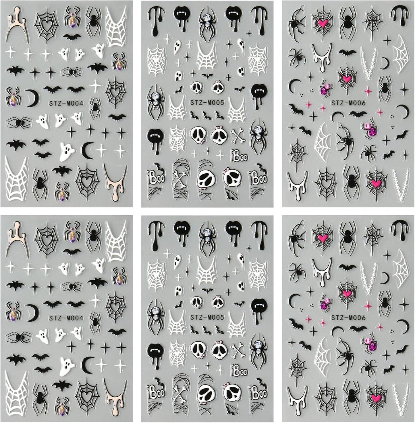 JMEOWIO Adesivo per unghie Halloween 6 Adesivo per nail art colorato Adesivo per unghie Decorazione per decorazione unghie Design per unghie