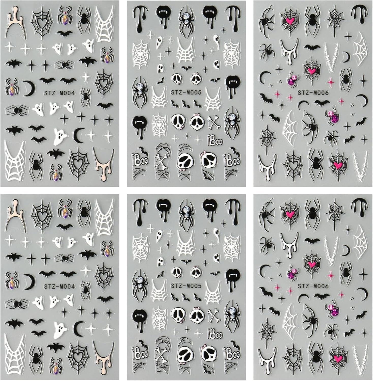 JMEOWIO Adesivo per unghie Halloween 6 Adesivo per nail art colorato Adesivo per unghie Decorazione per decorazione unghie Design per unghie