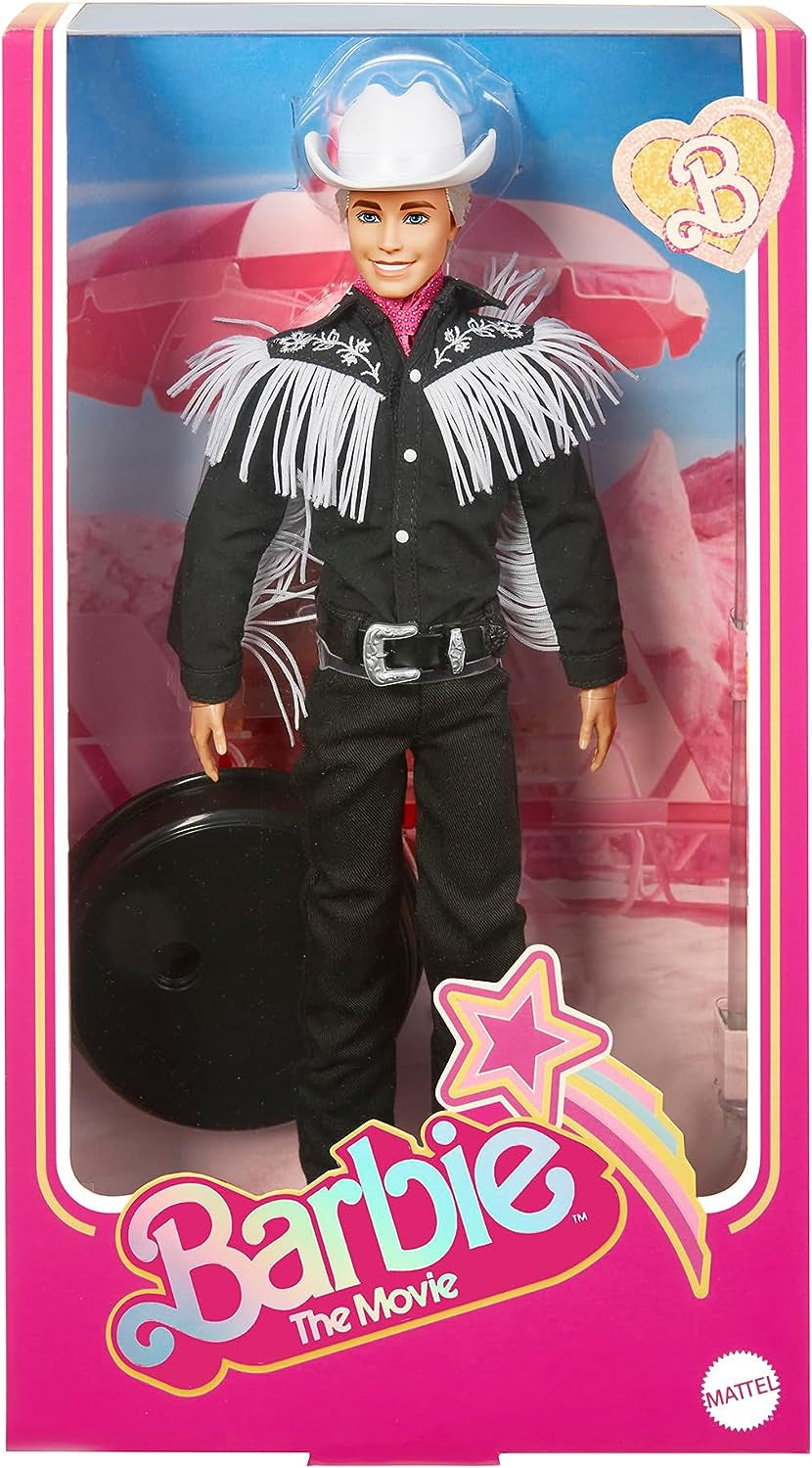 Ken BARBIE il FILM - Bambola da collezione in abito western, camicia vintage, cappello da cowboy, stivali bianchi del film per bambini dai 3 anni in su, bambole HRF30 Naty Shop