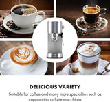 Klarstein Futura Macchina per caffè espresso, Macchina per caffè espresso con filtro portatile, 1450 W, 20 bar, Qualità Barista, Doppio ugello, Arresto del flusso, Macchina per caffè espresso con filtro portatile, Funzione montalatte, Argento