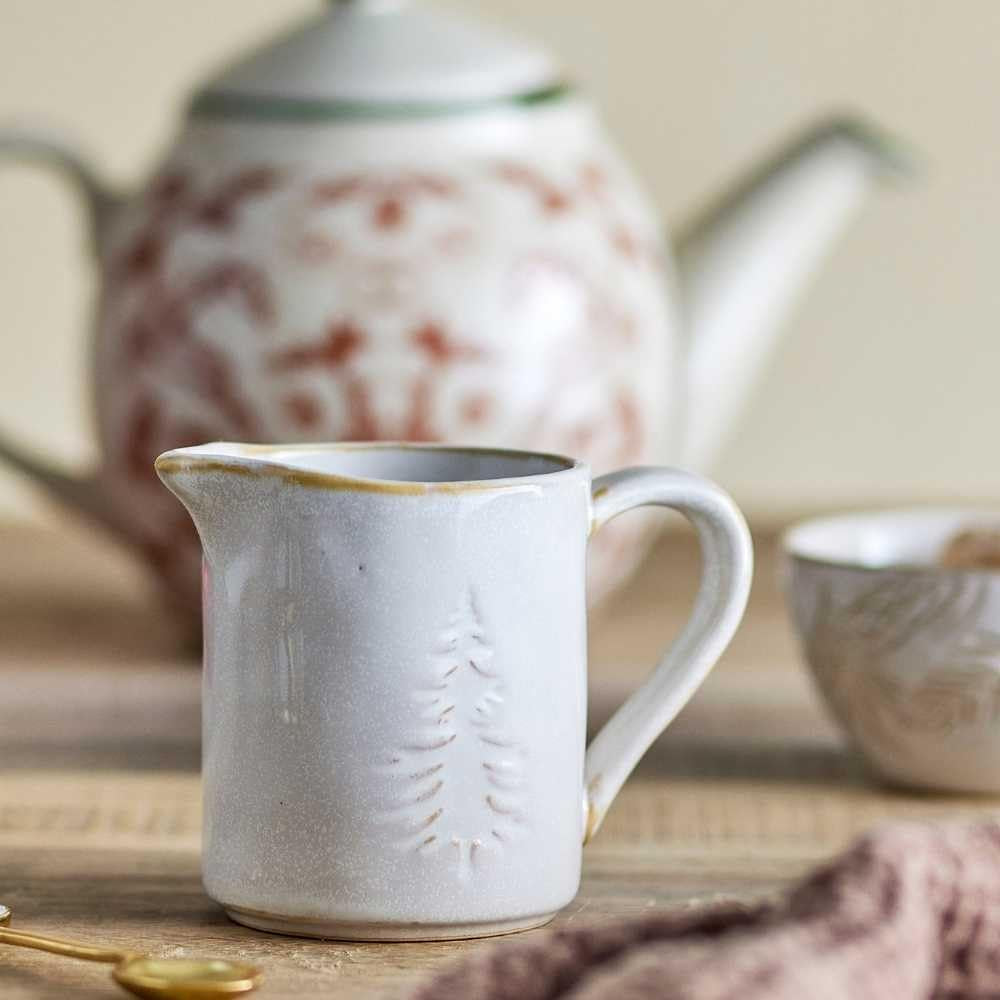 Tazza da latte Bloomingville, bianco invernale, albero di Natale, 145 ml, per posate