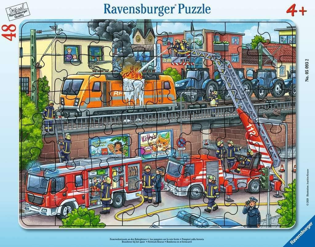 Ravensburger Puzzle per bambini - 05093 Operazione dei vigili del fuoco sulla ferrovia - Puzzle per bambini da 4 anni in su, con puzzle da 48 pezzi Naty Shop Transport