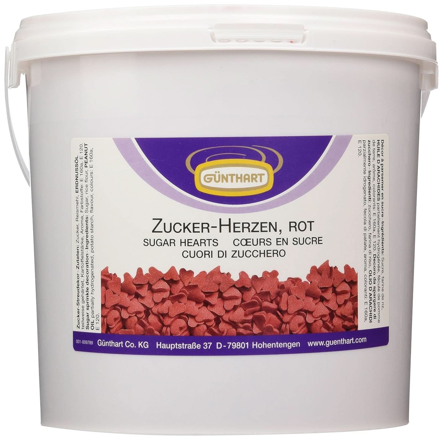 Decorazione di zucchero Günthart, cuori rossi, Sprinkles da 1,5 Kg Naty Shop