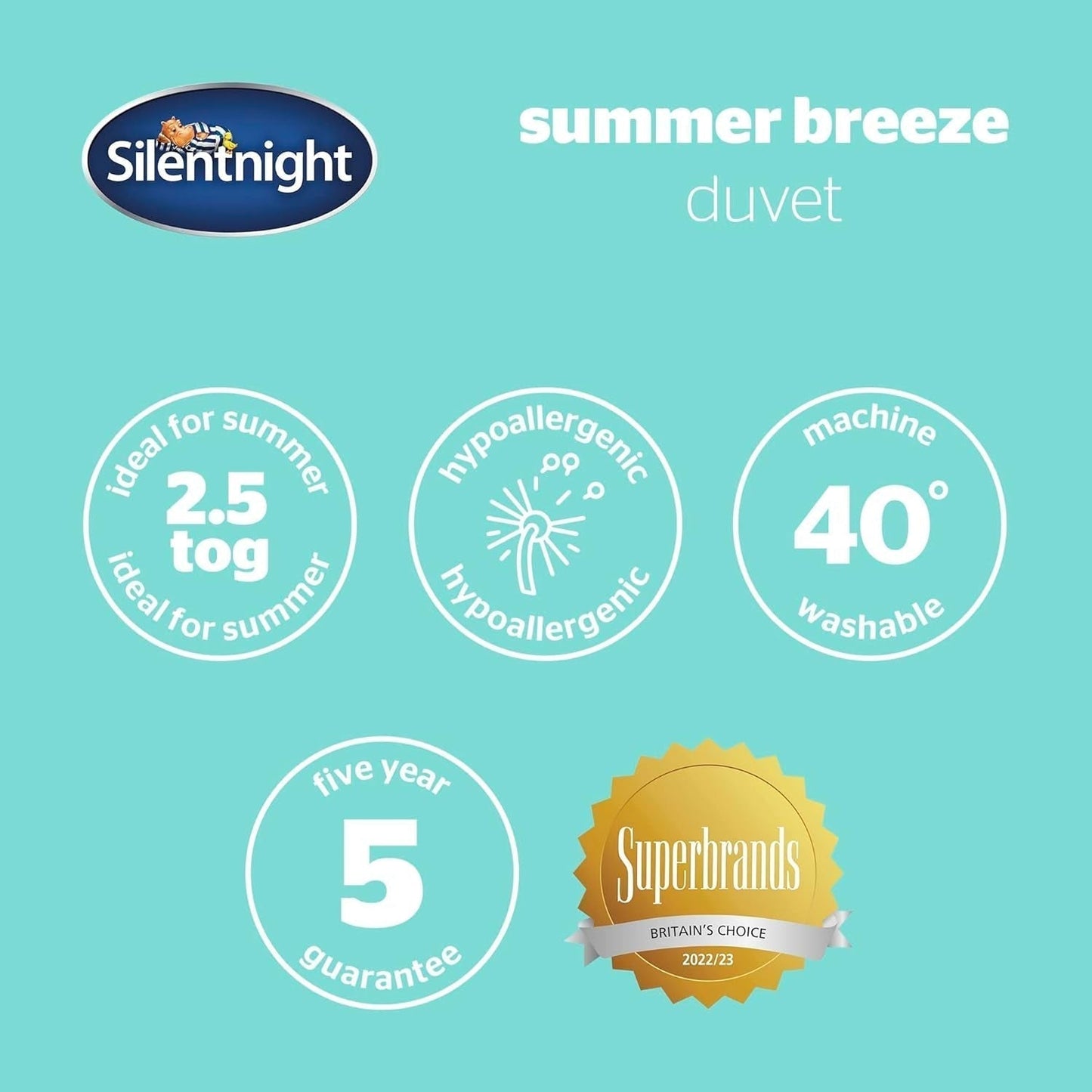 Silentnight Summer Breeze Piumino per Letto Singolo 2,5 Tog Piumino Estivo Leggero Ideale per Notti Calde e Camere da Letto Calde Letto Singolo Ipoallergenico e Lavabile in Lavatrice 200 X 135 Cm Trapunte e Trapunte Naty Shop