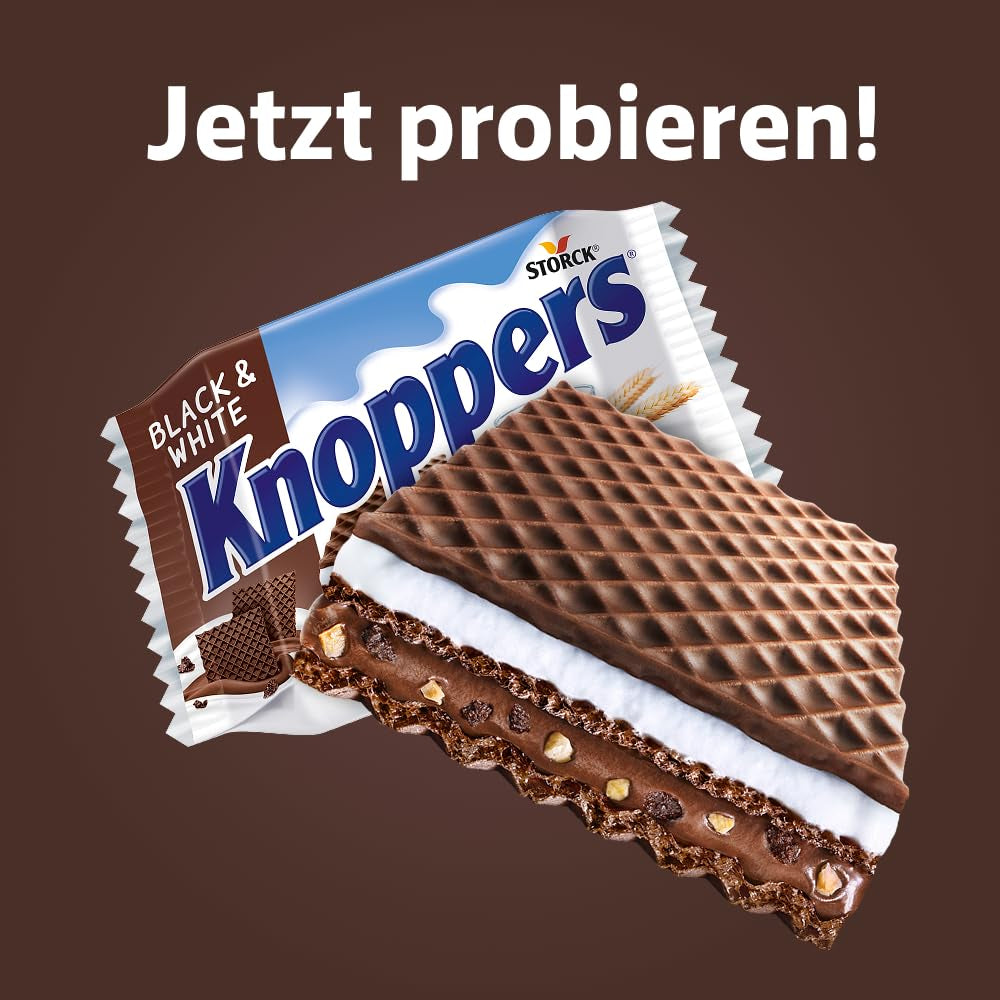 Bianco e Nero – 2 x 200g (2 x 8 pezzi) – Fette di wafer ripiene di wafer al cacao fondente, pezzetti di pasta nera, crema al latte e torrone