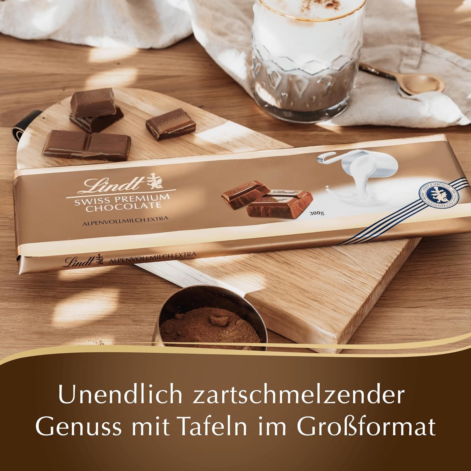 Cioccolata Lindt | Cioccolato al latte e noci | 300 g| Il miglior cioccolato al latte intero con noci | Barretta di cioccolato