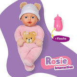 Baby Born Rosie bambola morbida 30 cm con 6 suoni e biberon, rosa