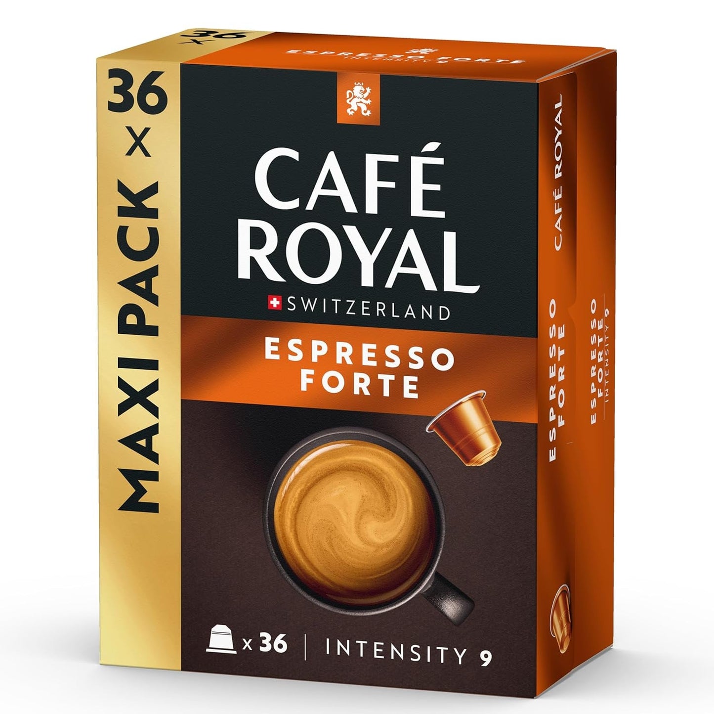 Café Royal Espresso Forte – Capsule di caffè compatibili Nespresso®, 100% Arabica, corposo, tostatura media, intensità 9/12, 36 capsule