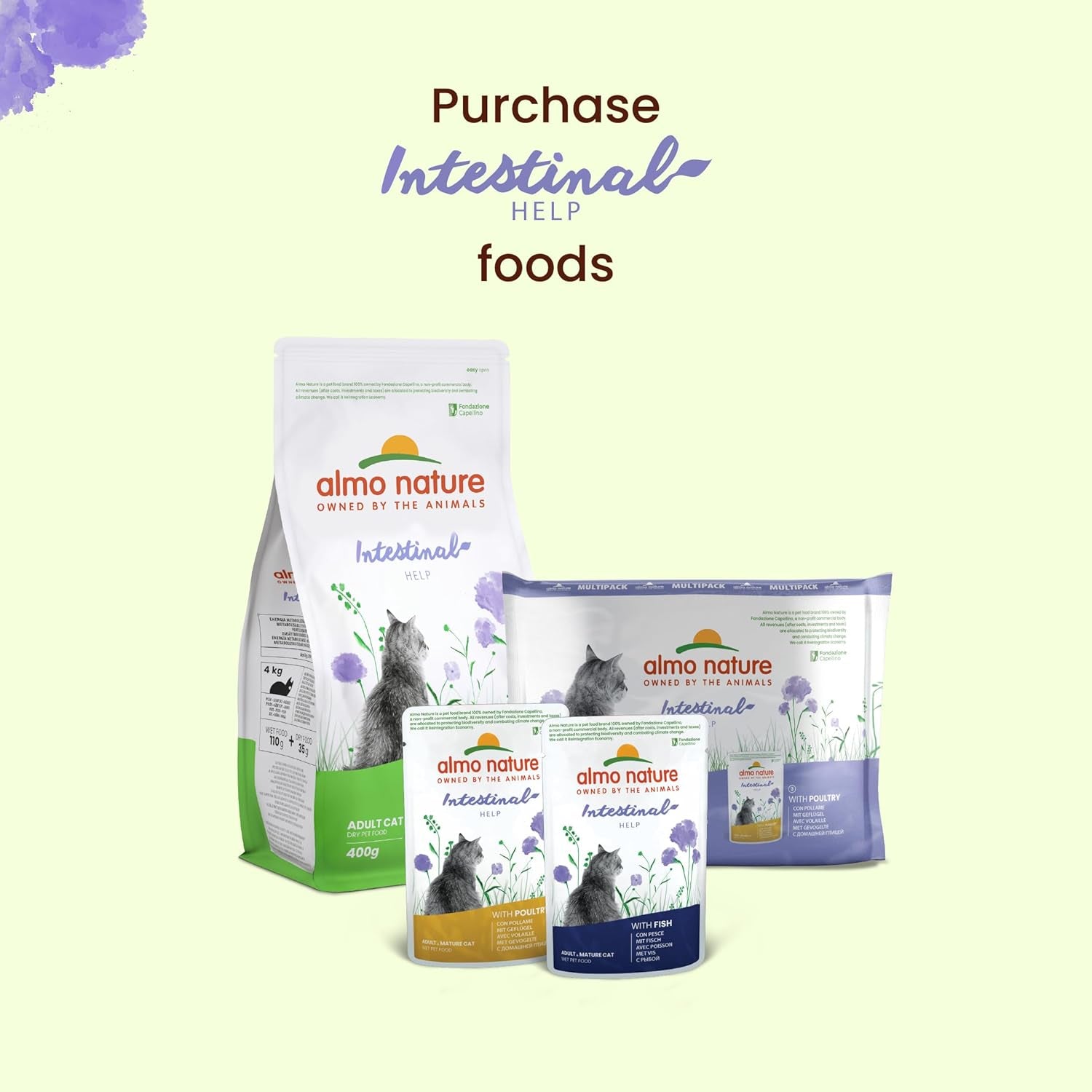 Almo Nature Functional - Intestinal Help - Alimento umido per gatti adulti e maturi con intestino sensibile - con pollame - sostiene il microbioma - 70 g (confezione da 30)