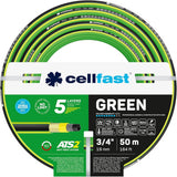 Tubo da giardino CELLFAST Tubo dell'acqua a 5 strati Tubo per irrigazione transfrontaliero a doppia treccia Resistente ai raggi UV Anti-alghe Flessibile 30 Bar 3,4 pollici 50 metri Verde