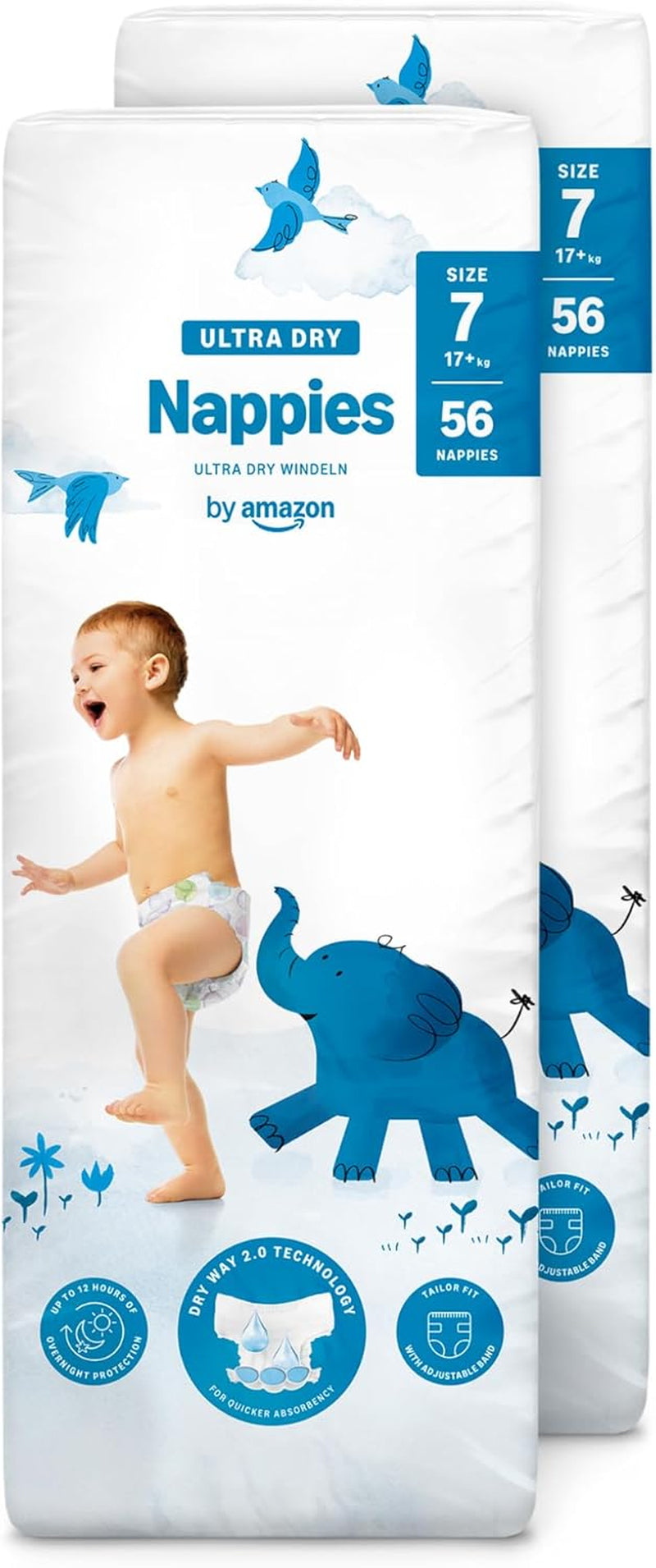 Pannolini Amazon Ultra Dry, taglia 1 (2-5 kg) - Scatola mensile, bianco, 96 pezzi (2 confezioni da 48) (ex marchio Mama Bear, prodotto identico)