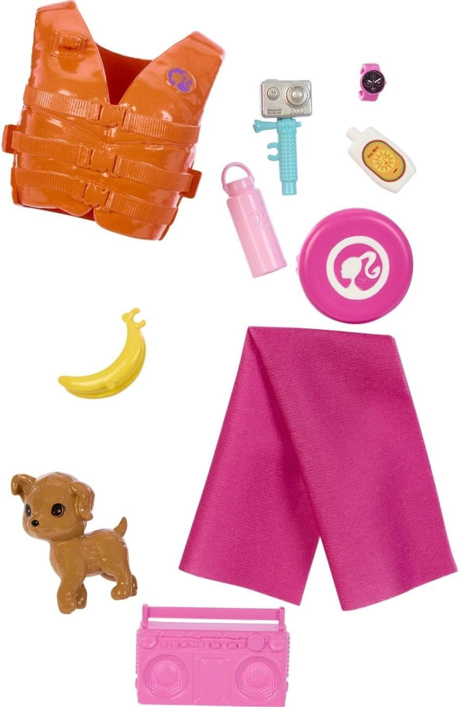 Barbie bambola surfista con tavola da surf e maniglia, asciugamano e radio per avventure e storie in spiaggia, clip e cinturino alla caviglia per surf realistico, dai 3 anni in su, bambole HPL69 Naty Shop