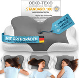 Cuscino ortopedico [nominato per il premio innovazione per l'ergonomia] Cuscino per il dolore al collo realizzato in memory foam | Cuscino di supporto per il collo Cuscino ergonomico per il collo Cuscino per dormire laterale Cuscini ortopedici cervicali grigi Naty Shop Grey Kissen [Versione: Allrounder]