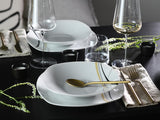 CreaTable 24029 Square City Line Series Set di stoviglie in porcellana per 6 persone, 12 pezzi, lavabile in lavastoviglie e adatto al microonde, produzione di qualità