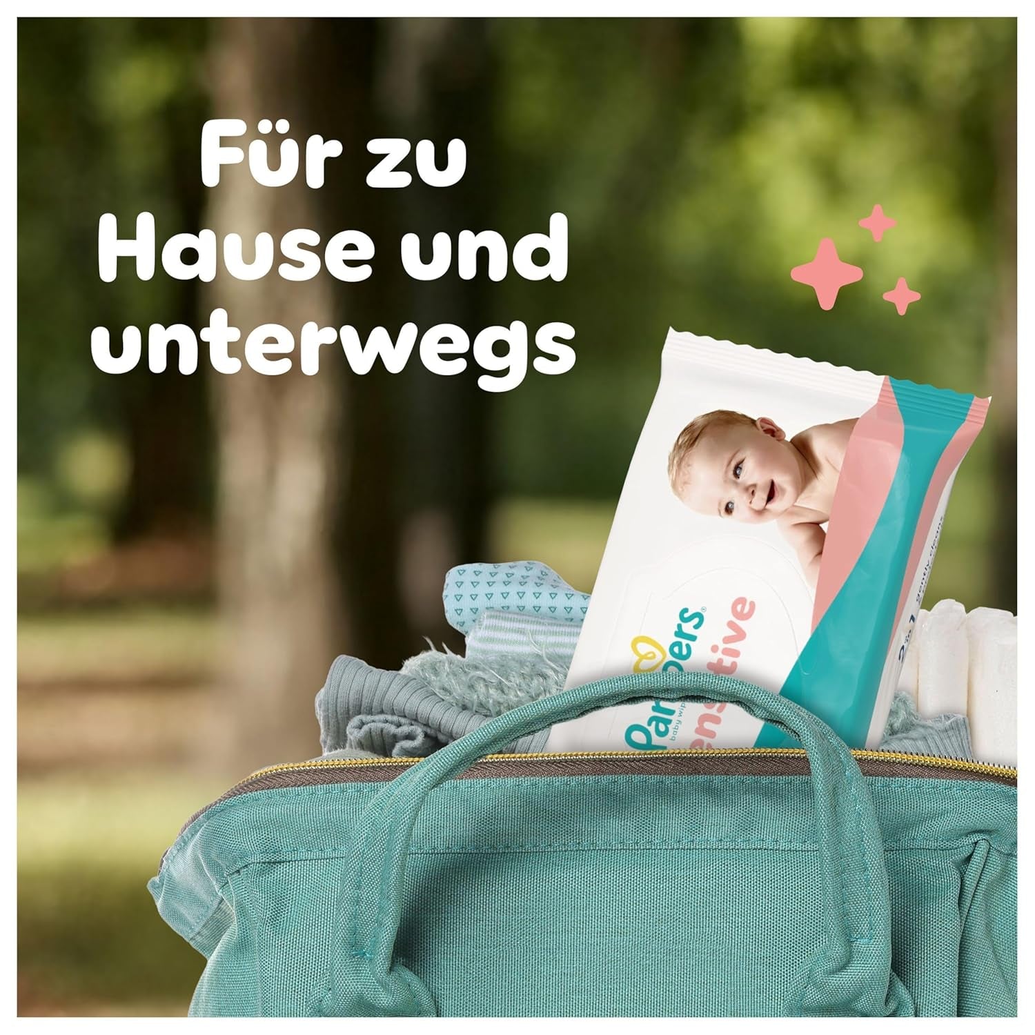 Salviettine umidificate Pampers Sensitive, 6 confezioni da 80 salviette = 480 salviette, senza profumo, per una pulizia delicata e delicata
