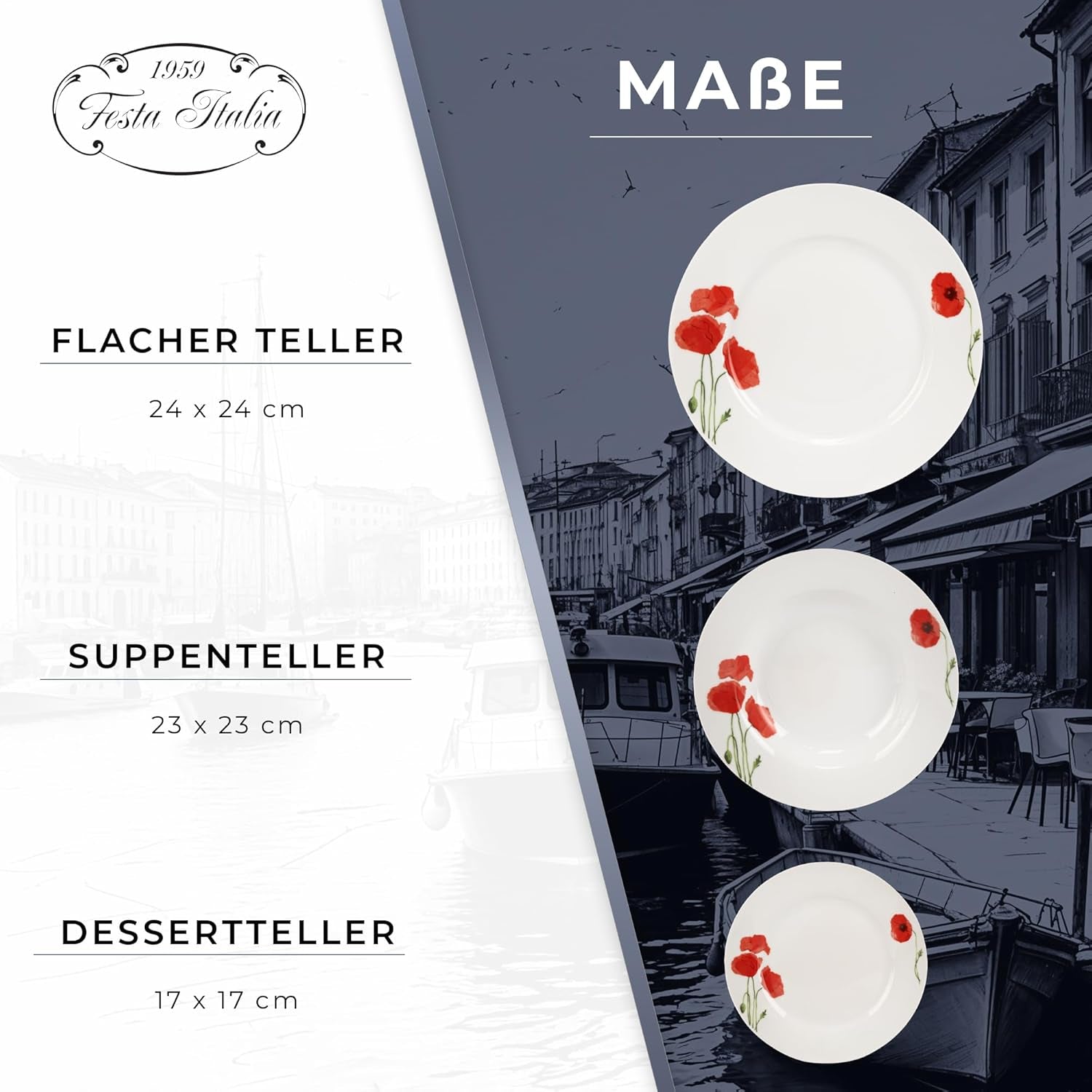 Servizio Piatti per 6 - 18 Pezzi - Servizio Piatti in Porcellana - Servizio Piatti Bianco - Set Piatti e Ciotole - Stoviglie Moderne - Piatti - Servizio da Tavola - Servizio Piatti per 6