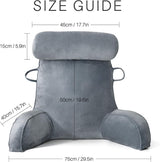 Cuscino da lettura XL per letto e divano con paranuca staccabile, cuscino per la schiena ideale per adulti con memory foam per leggere, lavorare, giocare, guardare la TV, rilassarsi (Grigio)
