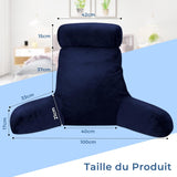 INFANZIA cuscino da lettura con braccioli, memory foam, supporto ergonomico per divano e letto, blu navy