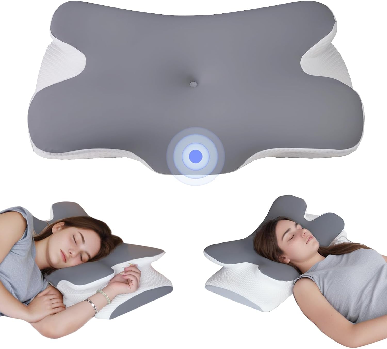 Cuscino in memory foam Cuscino per collo Cuscino ortopedico - Design ergonomico Forma cava Per chi dorme sul fianco, sulla schiena e sullo stomaco Cuscini ortopedici cervicali grigi Naty Shop Default Title