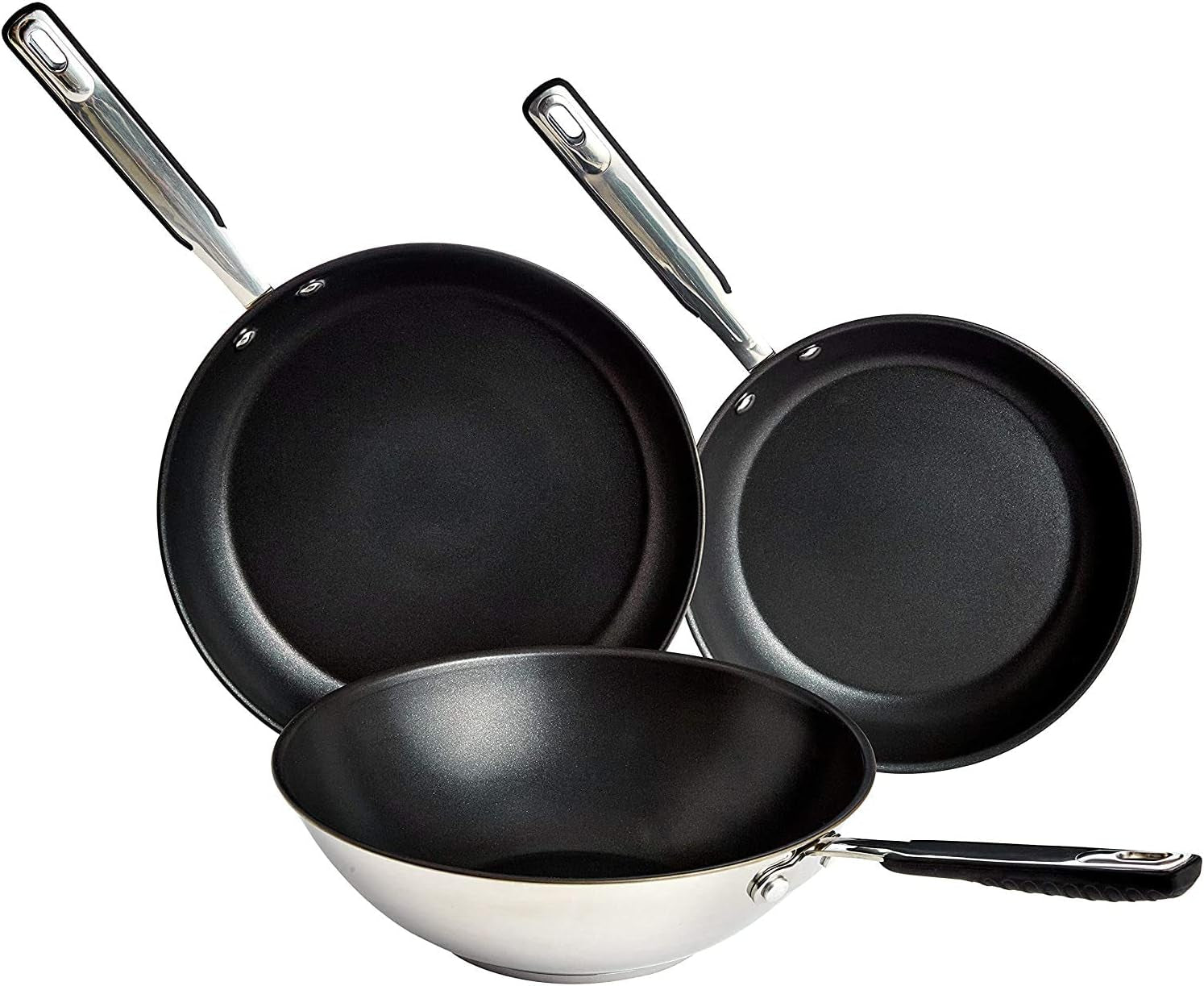Padella in acciaio inox con rivestimento antiaderente - adatta all'induzione, con comodo manico - Pentole e Padelle 28 Cm Naty Shop Set Padelle 24/28/28 Cm