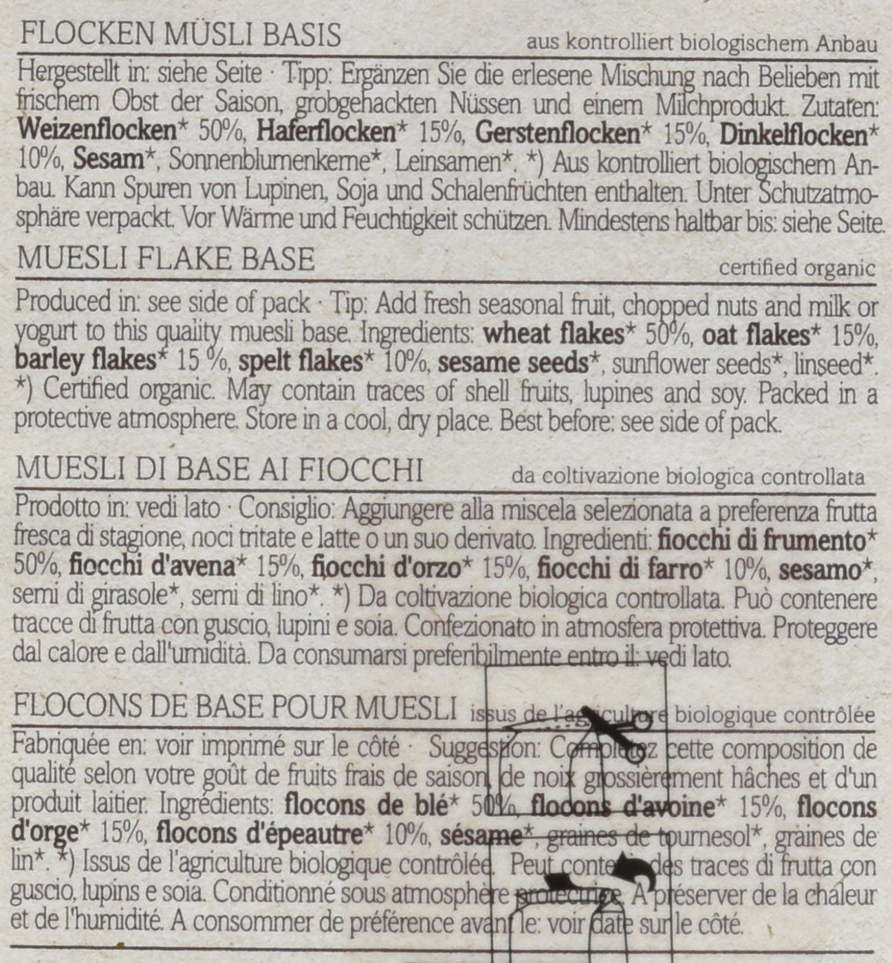 Verival Flocken Basis Müsli - Bio, Confezione 6Er (6 X 1 Kg) Cereali Naty Shop