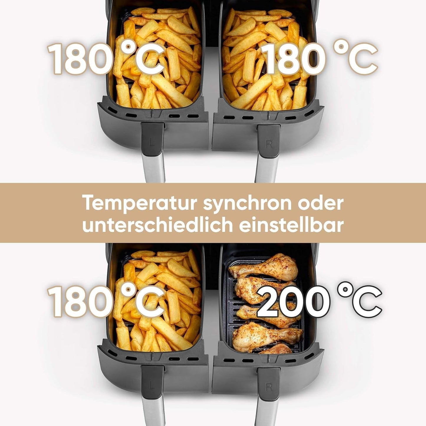 SEVERIN Friggitrice doppia ad aria calda con camera di cottura 2 X 3,8 L, 8 programmi automatici Elettrodomestici Naty Shop