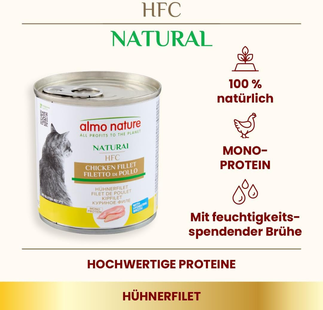 Almo Nature HFC Natural - Alimento umido per gatti adulti - Filetto di pollo - 280g, conf.12