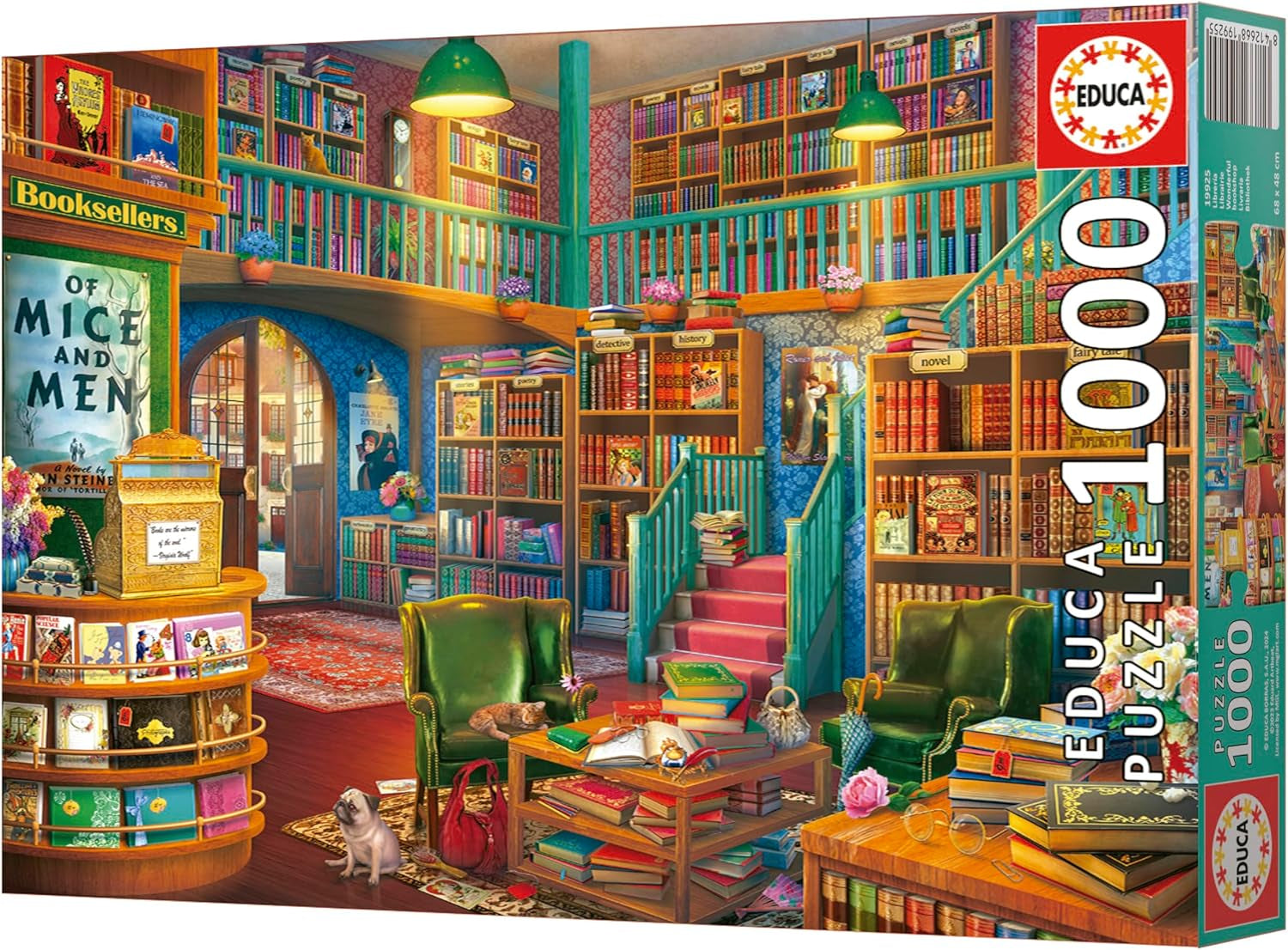 Educa - Puzzle da 1000 pezzi per adulti | Biblioteca. Dimensioni: 68X48 cm. Include la colla per puzzle Fixpuzzle. Per 14 anni (19925) Puzzle Naty Shop