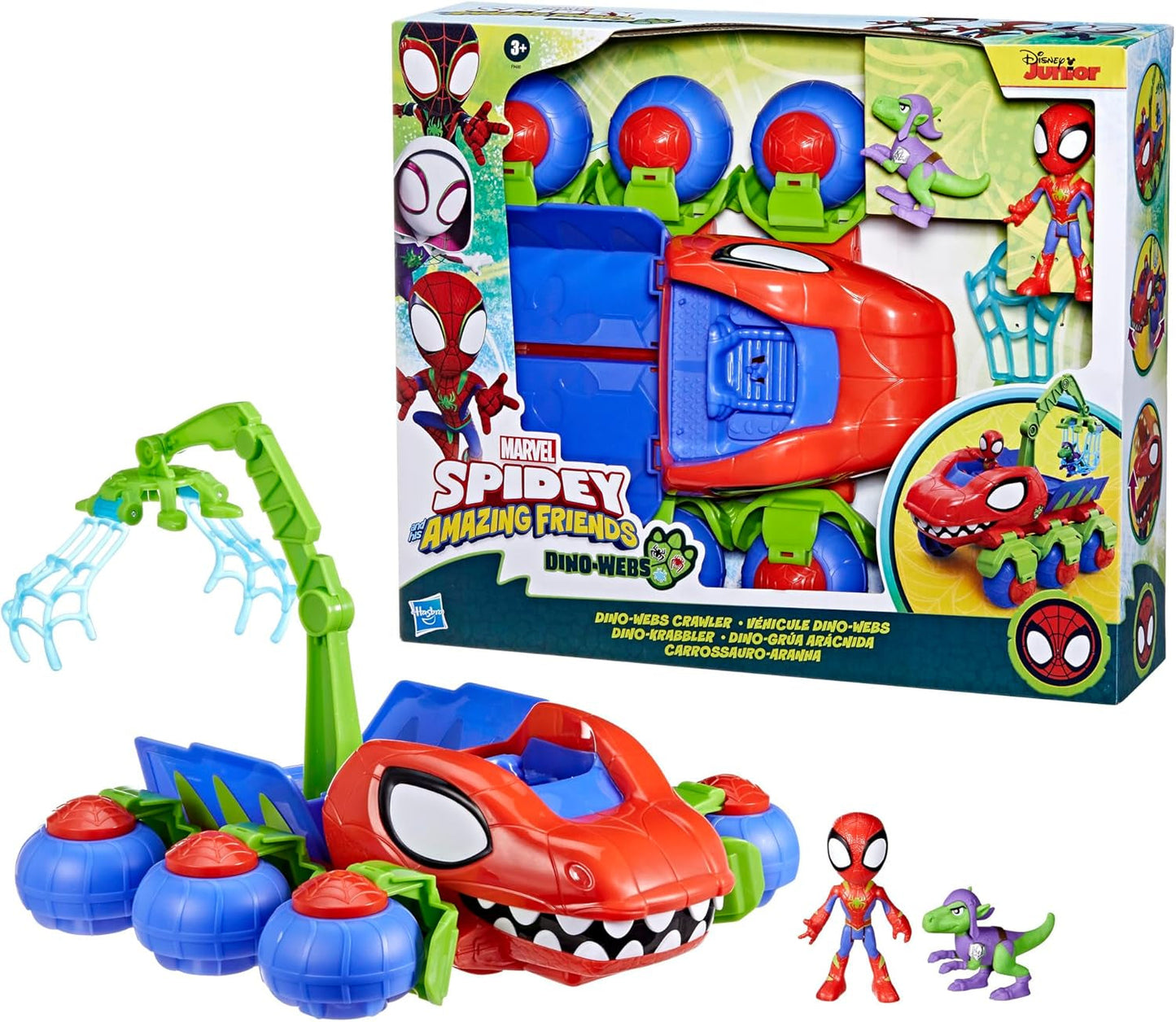 Marvel Spidey e i suoi super amici Dino Crawler Supereroe Playset con personaggi Spidey e Dino e giocattolo da trasporto per bambini dai 3 anni in su Action Figure Naty Shop
