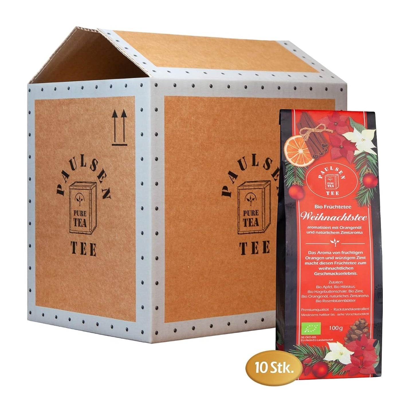 Tè di Natale biologico 10 X 100G, Tè Paulsen Tè alla frutta Controllato per i residui