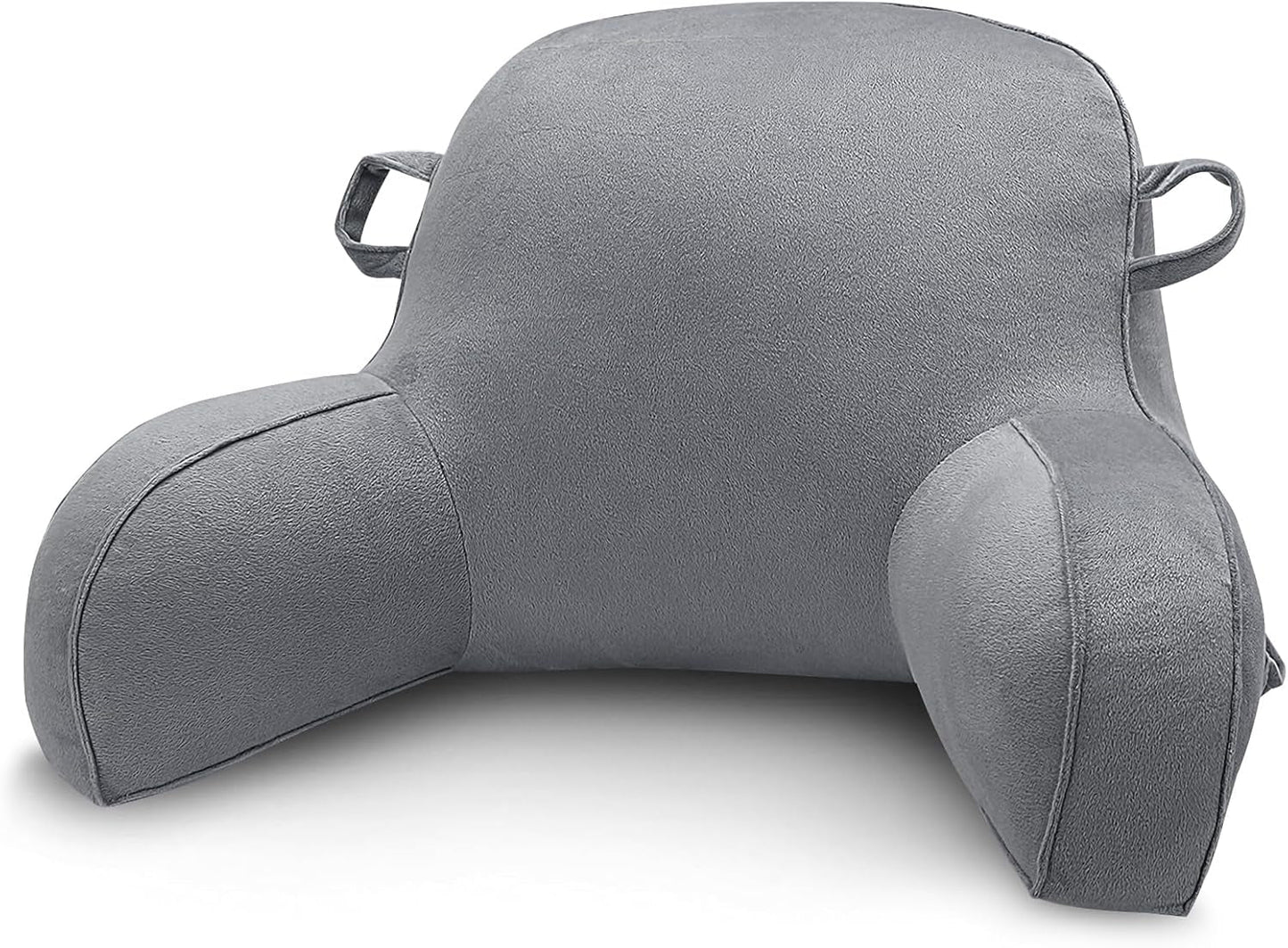 Cuscino per la lettura, Cuscino per il riposo a letto per adulti e bambini, Comodo cuscino per lo schienale in velluto con braccioli, tasche e maniglia per sedersi a letto, Cuscino per lo schienale per leggere, studiare e guardare la TV