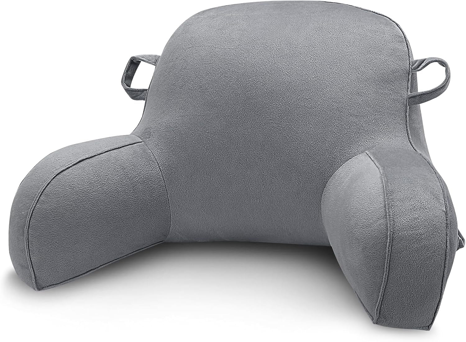 Cuscino per la lettura, Cuscino per il riposo a letto per adulti e bambini, Comodo cuscino per lo schienale in velluto con braccioli, tasche e maniglia per sedersi a letto, Cuscino per lo schienale per leggere, studiare e guardare la TV