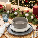 SÄNGER Leeds | Set di stoviglie in gres da 12 pezzi Set di piatti piani per 4 persone (4 piatti piani, 4 piatti dessert, 4 ciotole), stoviglie colorate antigraffio | LA COLLEZIONE DI VALORE