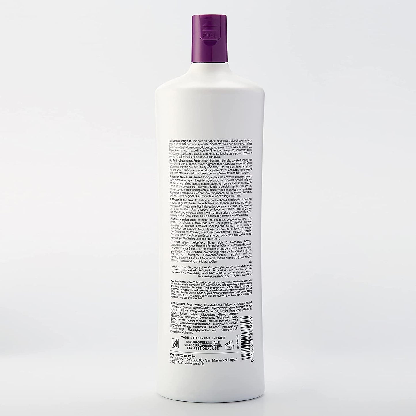 Fanola No Yellow Mask - trattamento curativo, maschera per capelli Naty Shop da 1 litro