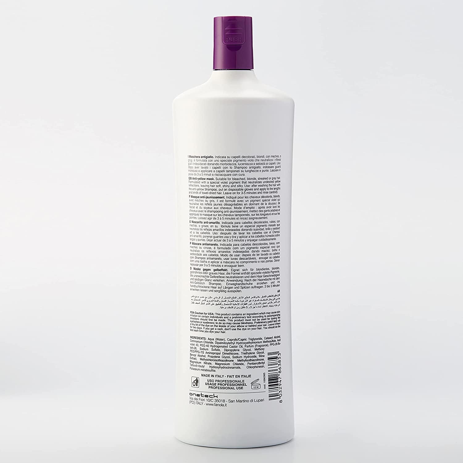 Fanola No Yellow Mask - trattamento curativo, maschera per capelli Naty Shop da 1 litro