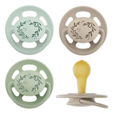nip - Verde Ciliegia | 0-6 mesi | Confezione da 4 | Suzeta per bebeluși, potenza per alaptare e per loro. Tessuto sostenibile, realizzato in materiale naturale, verde scuro/marrone