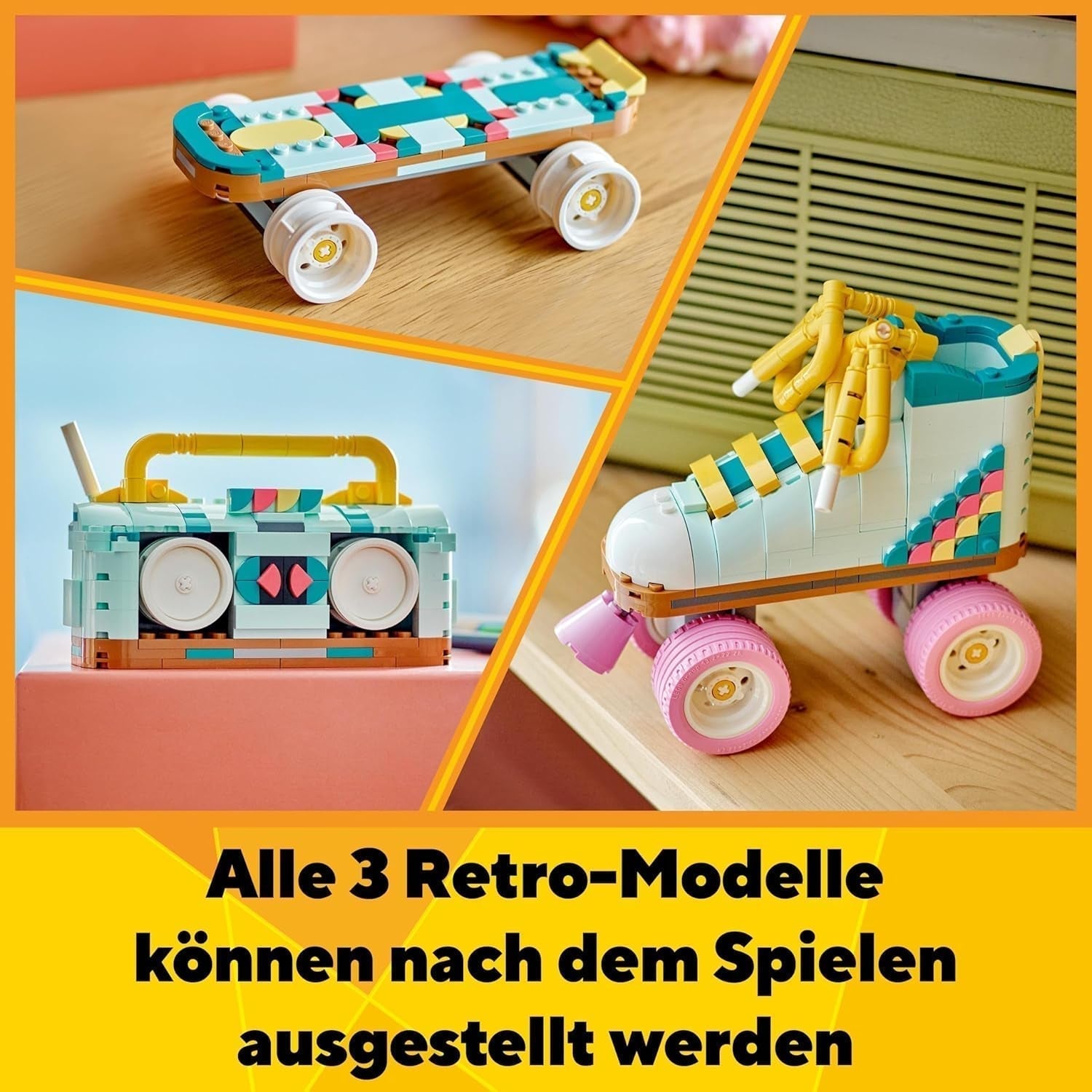 LEGO Creator 3in1 Roller Skate Giocattolo per Ragazze e Ragazzi con Mini Skateboard e Boombox, Decorazione per Camera da Letto retrò, Regalo di Compleanno per 8 Anni 31148 Set da Costruzione Besuche den LEGO-Store