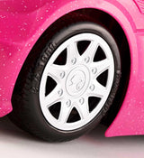 Bambola Barbie decappottabile con glitter rosa, pneumatici realistici, logo, giocattolo dai 3 anni in su, DJR55