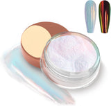 White Pearl Chrom Nagel Pulver, Irisierendes Aurora Pulver Metallic Spiegel Effekt Glitter Pulver Pearlescent Eis Transparent Meerjungfrau Pigment Perle Glitter Staub für Nail Art Dekoration