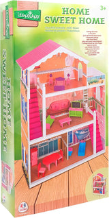 37916 - Casa delle bambole - legno - 3 ripiani, - 17 accessori Case delle bambole Naty Shop