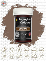 Pasta colorante alimentare marrone Sugarflair, colorante alimentare pastello altamente concentrato per crema al burro, fondente, glassa reale, decorazioni per torte e altro ancora! Colorante alimentare vivace! - 25 g