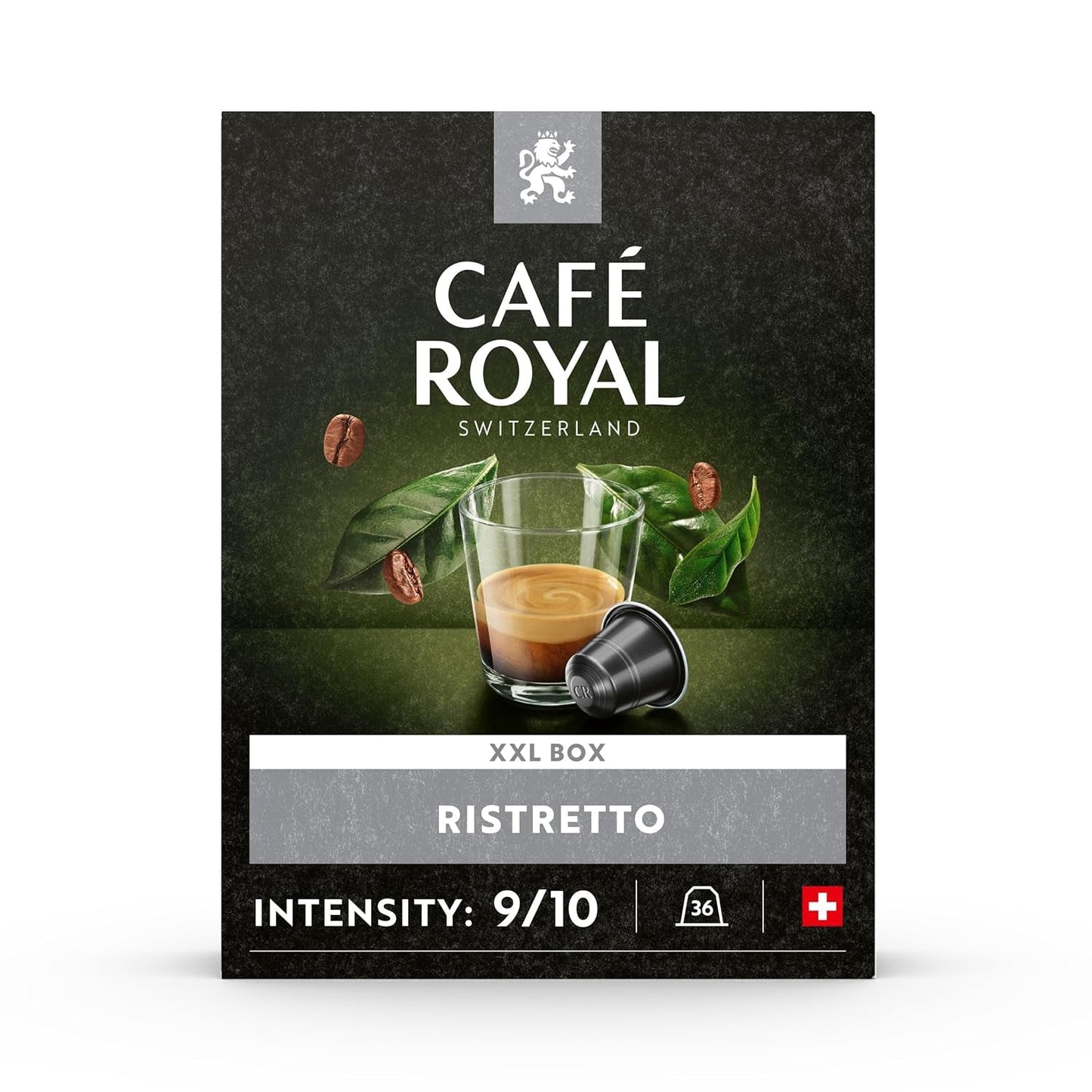 Café Royal Ristretto 36 capsule per macchina da caffè Nespresso - Intensità 9/10 - Capsule per caffè zertifiziate UTZ in alluminio (confezione con 3)