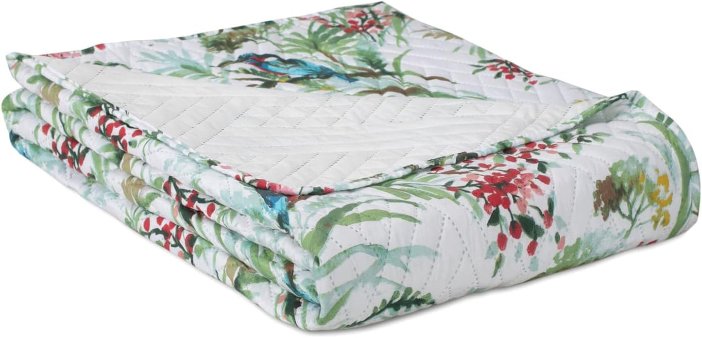 Ameliahome Copriletto Copriletto 260X280 cm Double Face Trapuntatura Facile da pulire Motivo vegetale Motivo uccello Martin pescatore multicolore Letti e coperte Besuche den AmeliaHome-Store