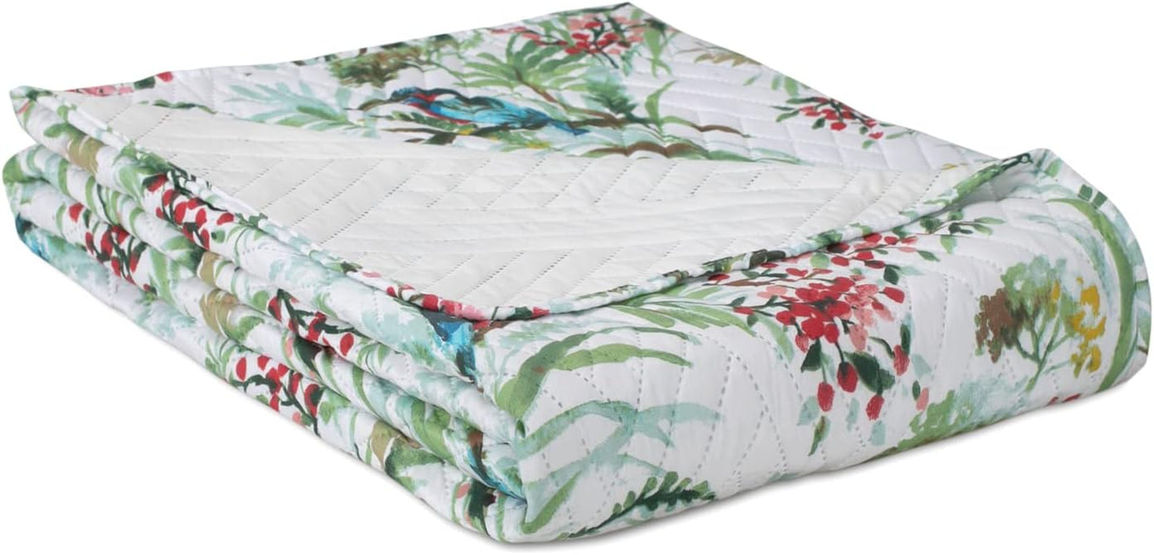Ameliahome Copriletto Copriletto 260X280 cm Double Face Trapuntatura Facile da pulire Motivo vegetale Motivo uccello Martin pescatore multicolore Letti e coperte Besuche den AmeliaHome-Store
