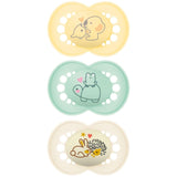 MAMMA | Ciuccio beige originale 18+ mesi (confezione da 3) selezione colore casuale - Tettarella simmetrica in silicone ultra morbido - Ciuccio per bambini dalla forma anatomica per uno sviluppo ottimale della bocca
