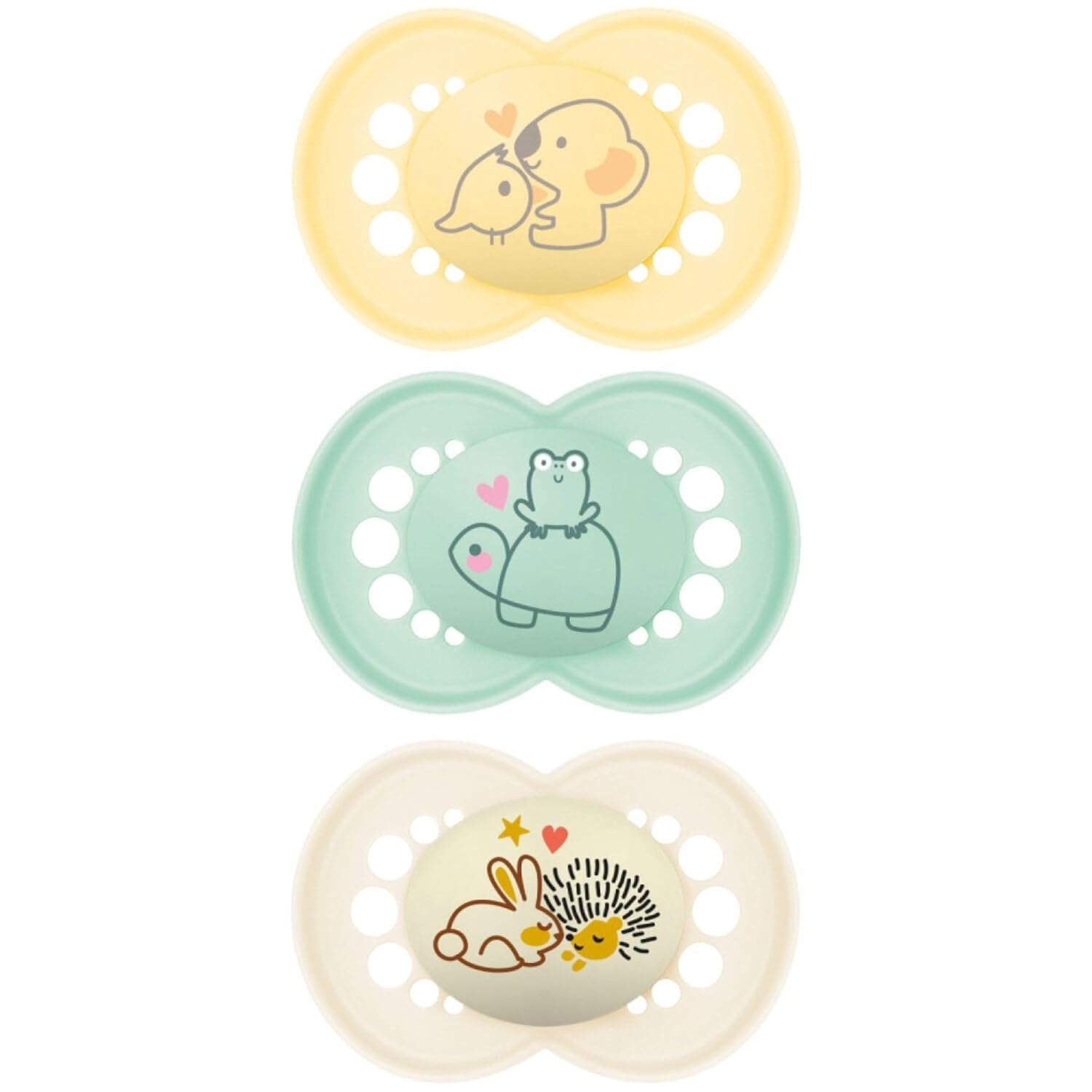 MAMMA | Ciuccio beige originale 18+ mesi (confezione da 3) selezione colore casuale - Tettarella simmetrica in silicone ultra morbido - Ciuccio per bambini dalla forma anatomica per uno sviluppo ottimale della bocca